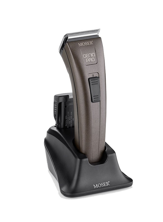 Genio Pro Professional Hair Clipper With Interchangeable Battery Brown 280grams