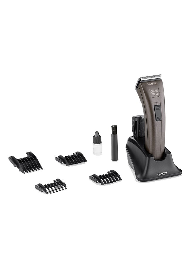 Genio Pro Professional Hair Clipper With Interchangeable Battery Brown 280grams