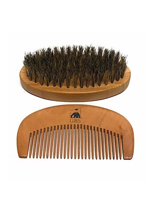 3-Piece Beard Brush Set Beige/Red