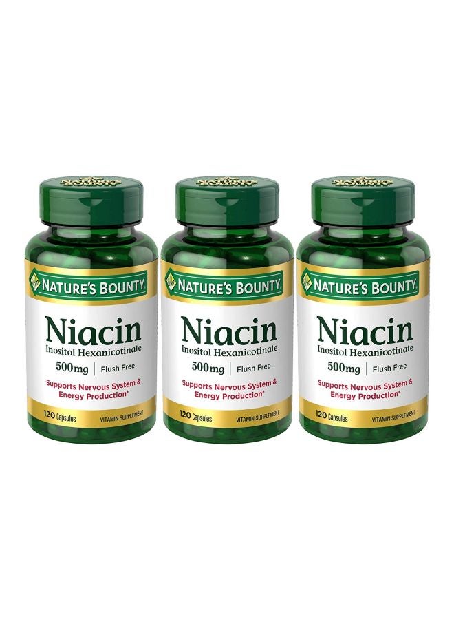 Pack Of 3 Niacin Inositol Hexanicotinate 500mg - 120 Capsules