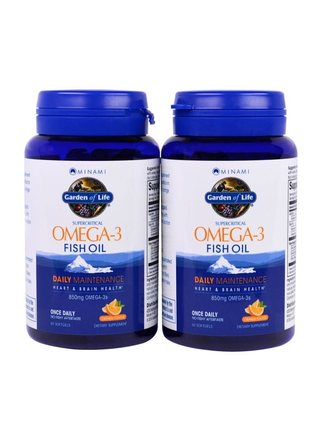 Pack Of 2 Super Critical Omega 3 Fish Oil 850 mg Dietary Supplement - 60 Softgels