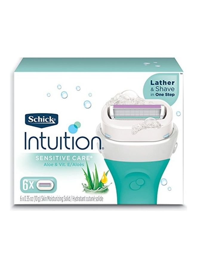 Intuition Sensitive Skin Womens Razor Refills with Vitamin E & Aloe, Pack of 6 Green/White