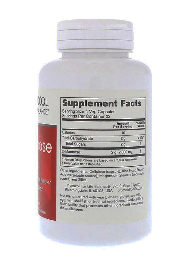 D-Mannose Dietary Supplement - 90 Veg Capsules 125 mg