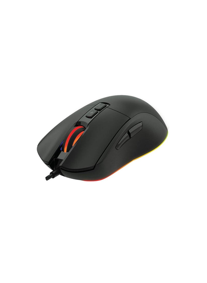 Porodo Wired Gaming RGB Mouse 10000 DPI with Solid Polling Rate, 1.8m Braided Wire Cable, 10 Breathing RGB, Ergonomic Computer Mouse for Office, Games & Daily Use Black