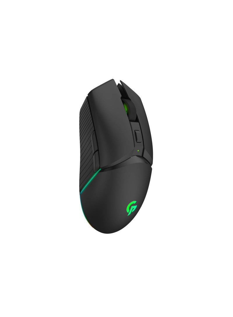 Porodo Gaming 7D Wireless 2.4G RGB Gaming Mouse 10000 DPI with Built-In Rechargable Battery 600mAh, 100 IPS Tracking Speed, Breathing Lighting Mouse Suitable with Computer - Black