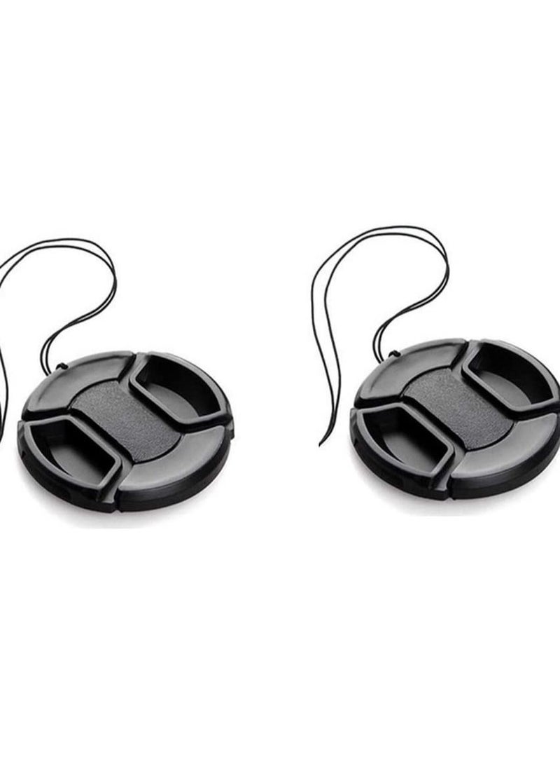 2 x 82mm Lens Cap Front Cover Protector Snap On Center Pinch for Camera Canon Nikon Sony DSLR