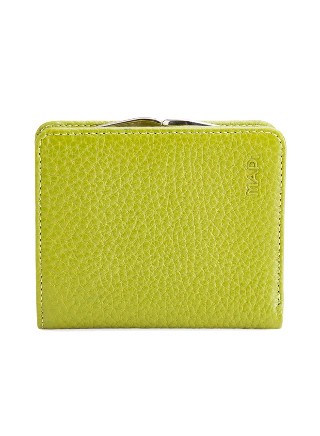 Pebbled Leather Kisslock Wallet Green