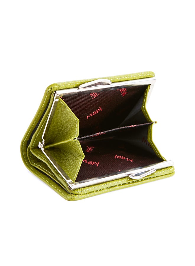 Pebbled Leather Kisslock Wallet Green