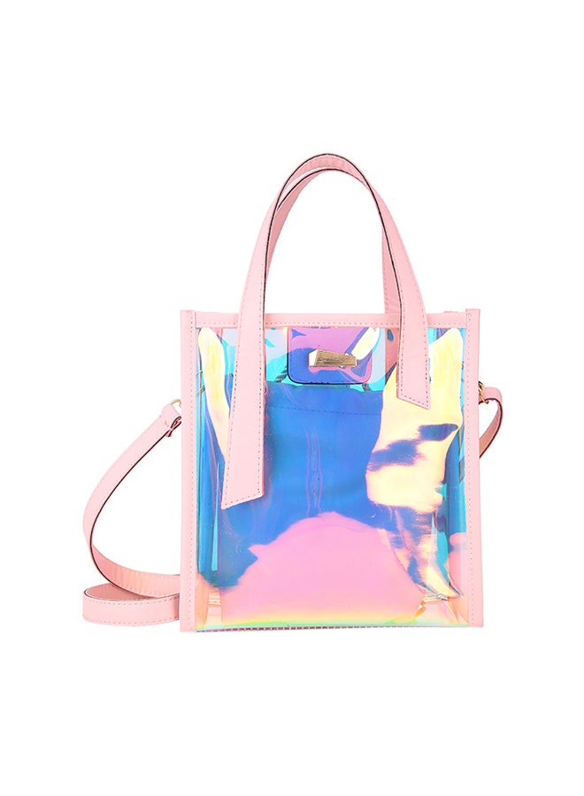 Transparent Laser Bag Shopper Hologram Pvc Shoulder Crossbody Bag Pink/Blue