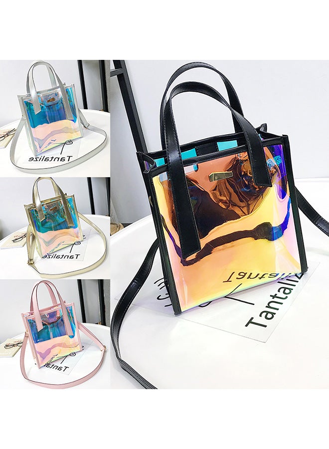 Transparent Laser Bag Shopper Hologram Pvc Shoulder Crossbody Bag Pink/Blue