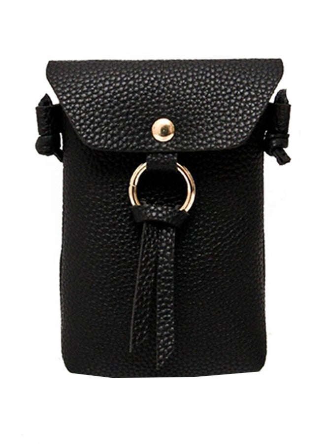Portable Solid Color Mobile Phone Crossbody Bag Black