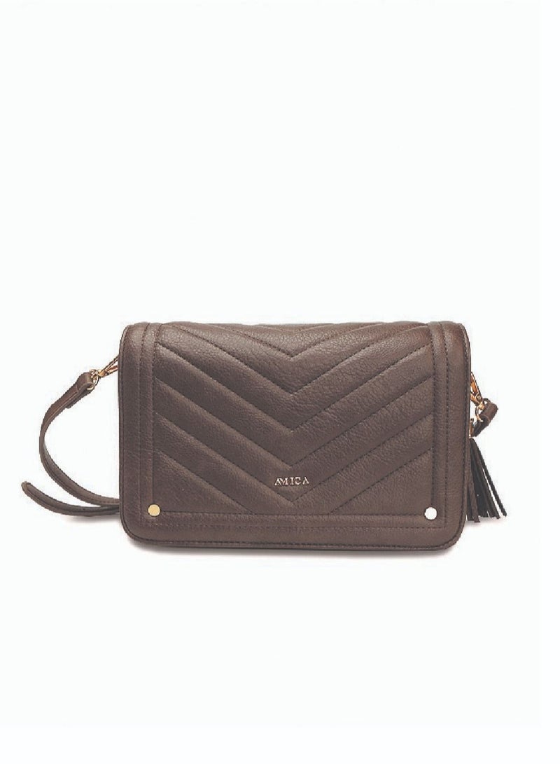 Camila Crossbody Leather Quilted Handbag with Adjustable Leather Strap