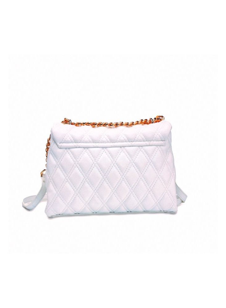 Renata Quilted White Leather Crossbody Bag