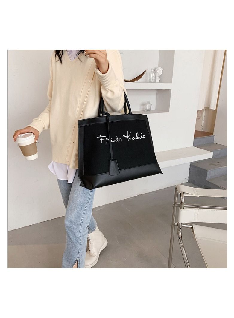 Fashion Designer Shopping Leather Handle Bags Women Handbags Ladies Canvas Tote Handbag Rup Art