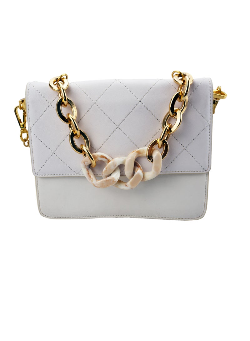 Embroidered Thread Rhombus Bag Chain Crossbody Bag Women for Evening Party and Casual Gathering