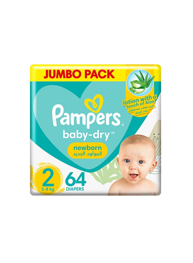 Aloe Vera Taped Diapers Size 2 Jumbo Pack 64 Count