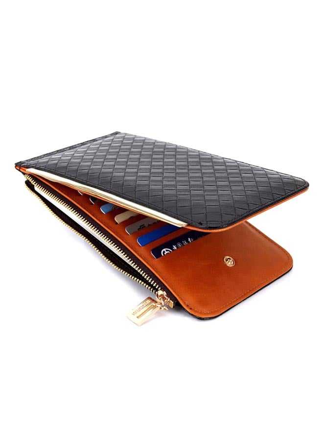 Long Multi-Card Holder Wallet Black/Brown