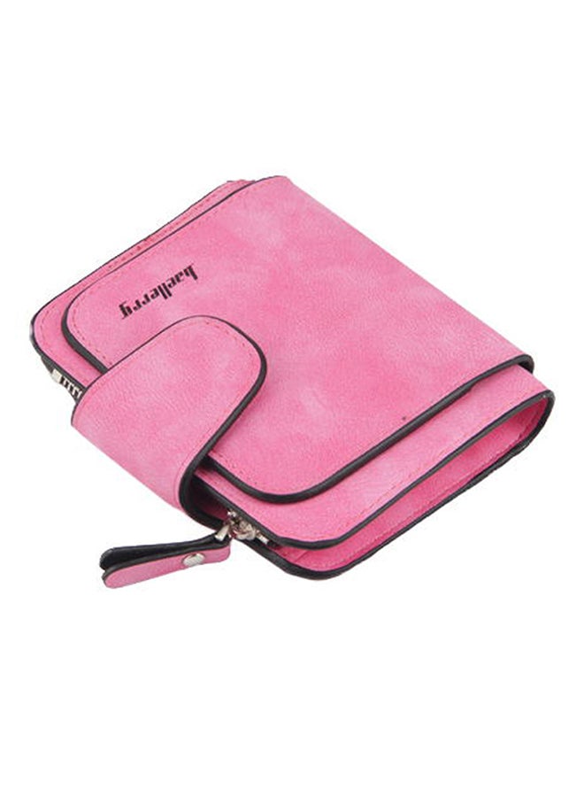 Zipper Closure Coin And Card Wallet Pink