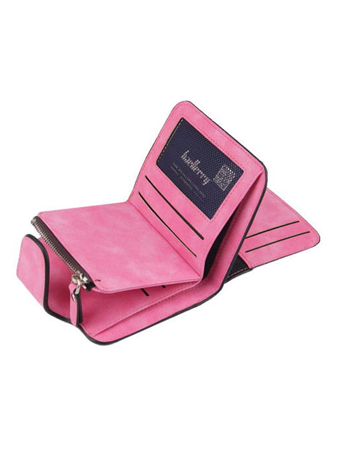 Zipper Closure Coin And Card Wallet Pink