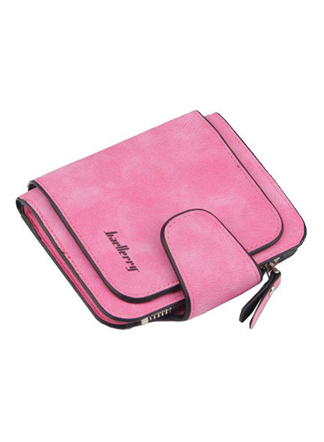 Zipper Closure Coin And Card Wallet Pink