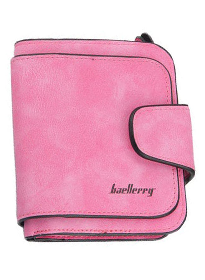 Zipper Closure Coin And Card Wallet Pink