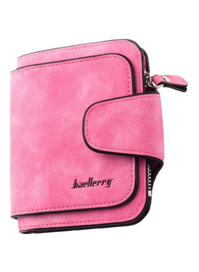 Zipper Closure Coin And Card Wallet Pink