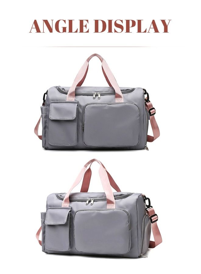 Large Capacity Gym Sacks Waterproof Duffel Bag for Women Men Travel Sports Yoga Grey