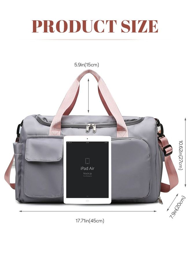 Large Capacity Gym Sacks Waterproof Duffel Bag for Women Men Travel Sports Yoga Grey