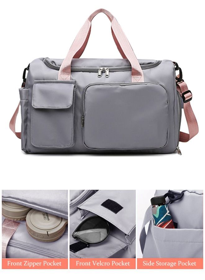 Large Capacity Gym Sacks Waterproof Duffel Bag for Women Men Travel Sports Yoga Grey