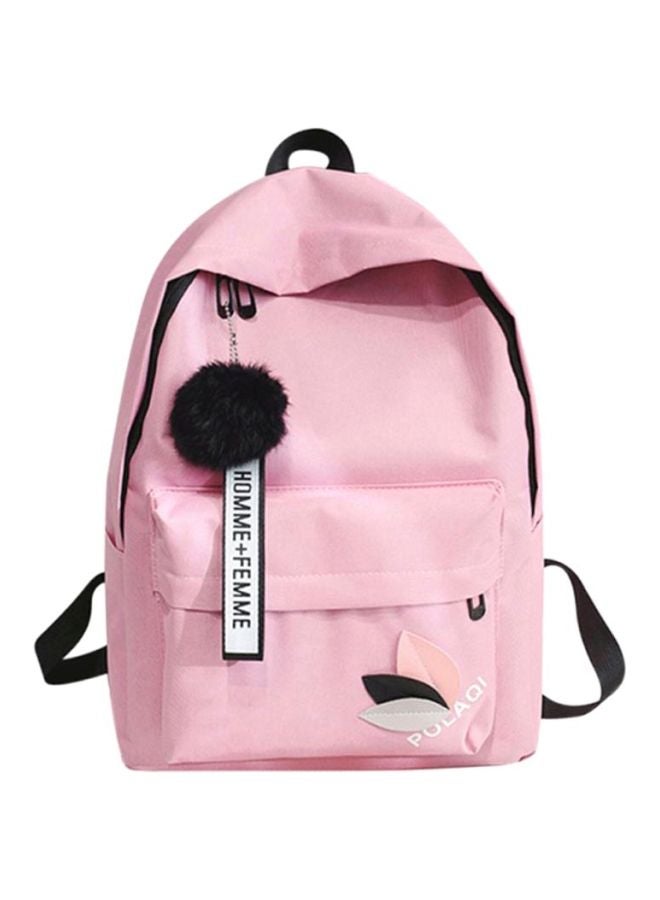 Leaf Design Backpack 15.35 Inches Pink/Black