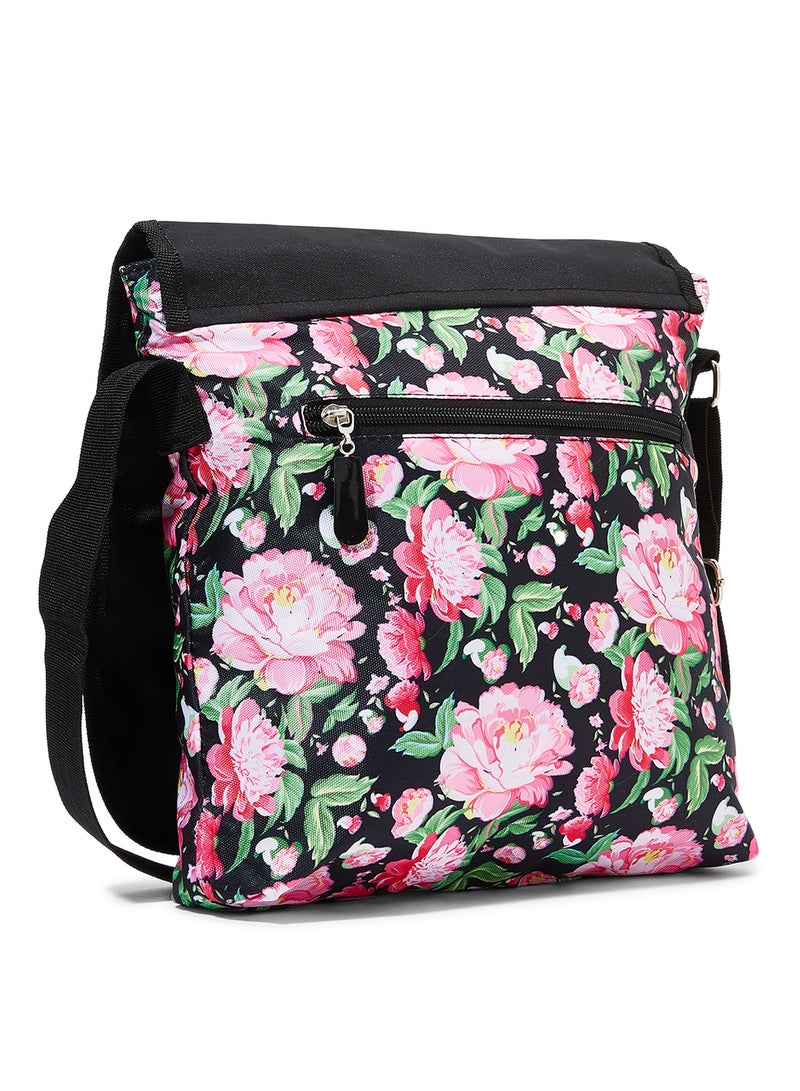 Floral Effect Flap Over Shoulder Bag Multicolour