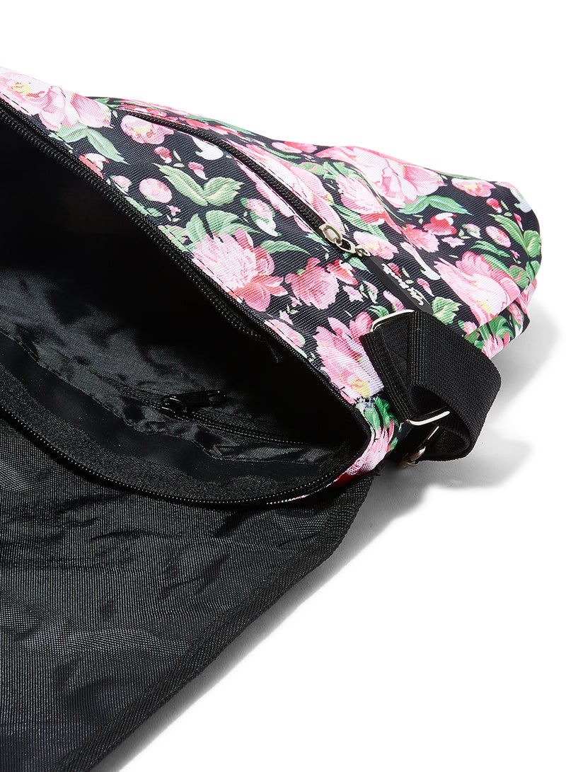 Floral Effect Flap Over Shoulder Bag Multicolour