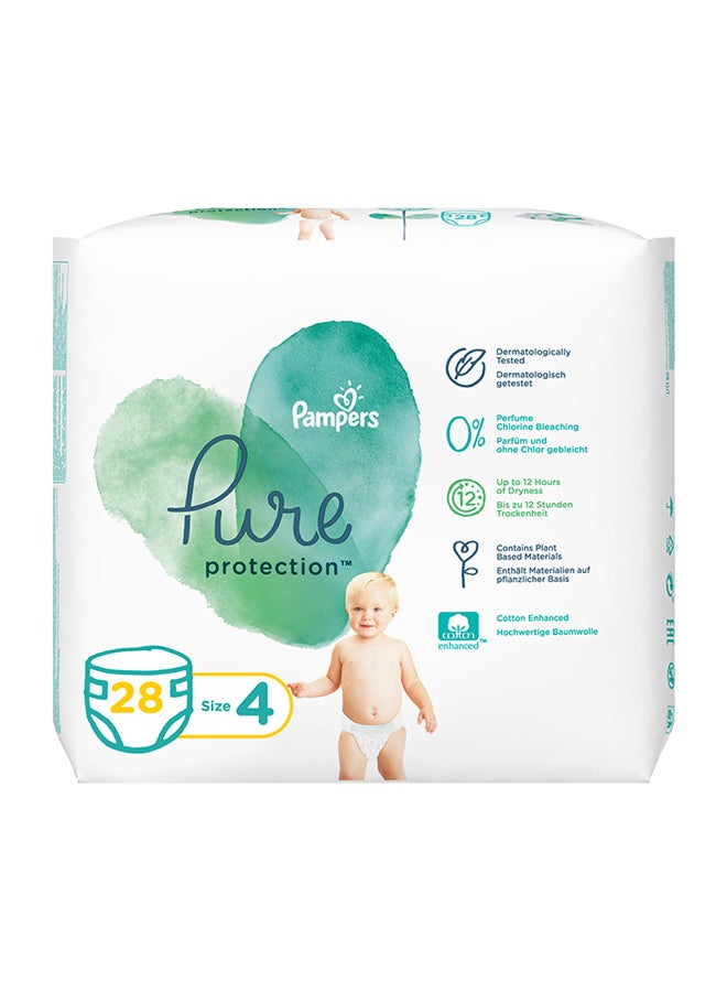 Pure Protection Diapers, Size 4, 9 - 14 Kg, 28 Count - Dermatologically Tested