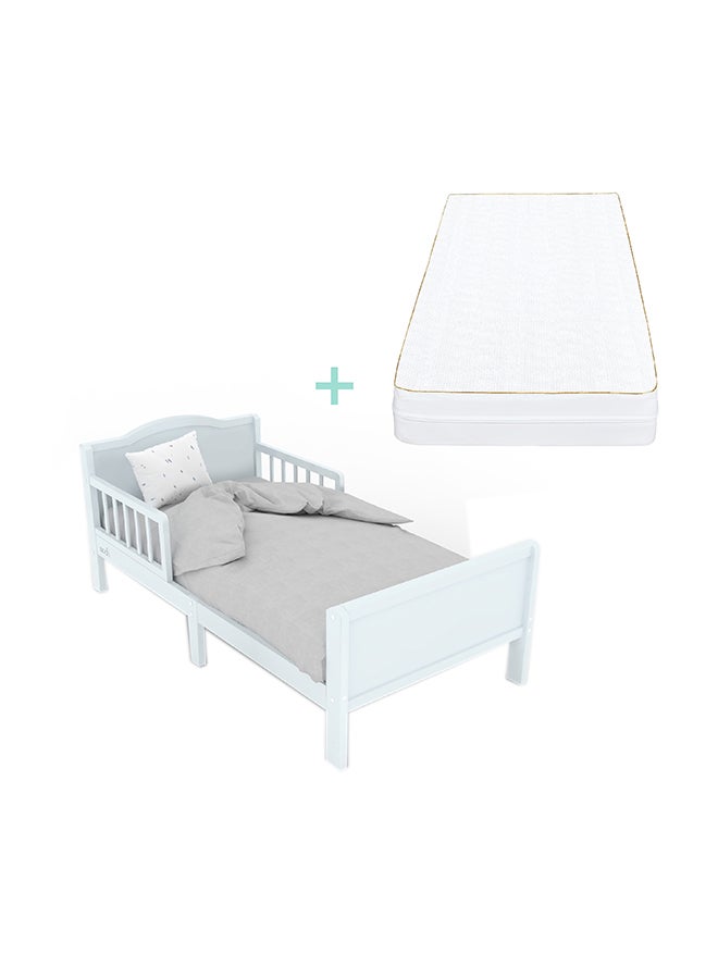 Wooden Toddler Bed 143x73x60 With Mattress 140x70x10 Cm