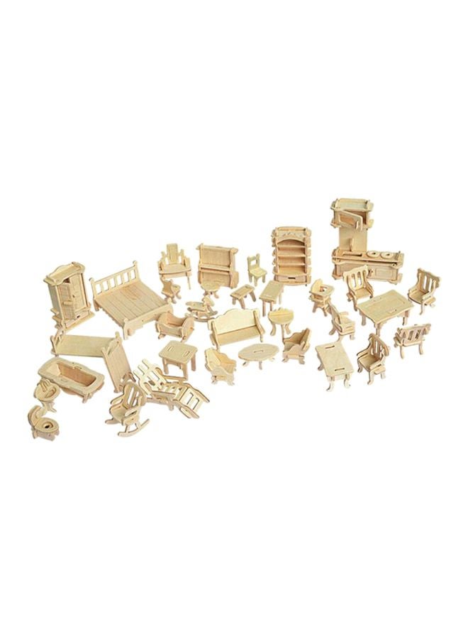 185-Piece Wooden Dollhouse Furniture Set 3D Puzzle 1507