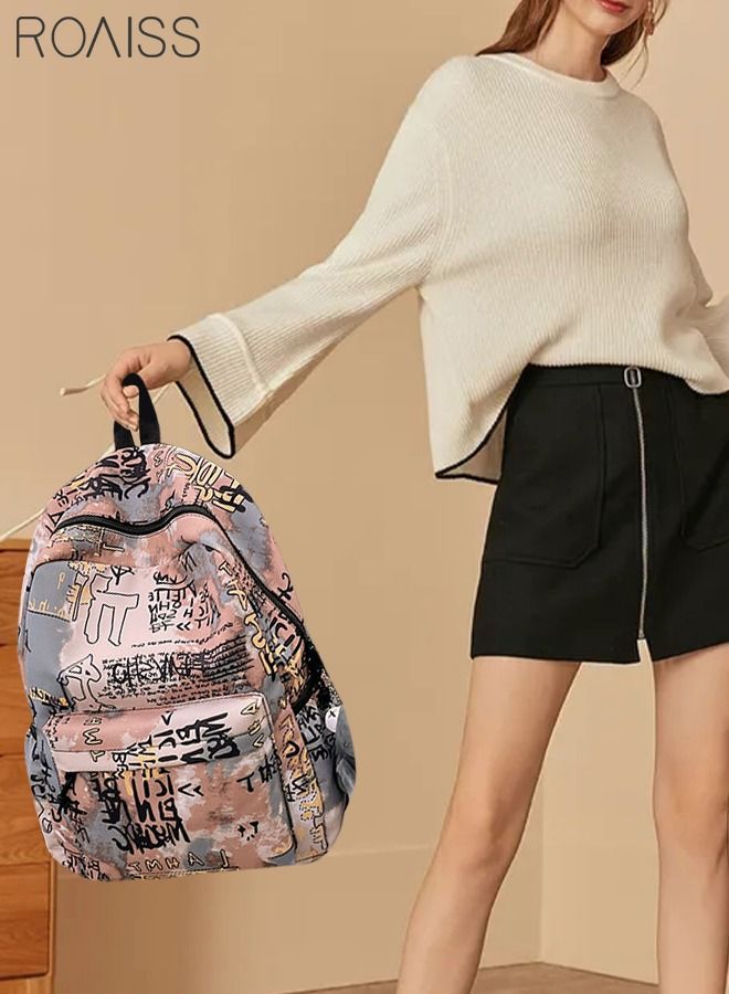 Unisex Colorblock Graffiti Backpack Casual School Bag Personality All-match Leisure Colorful Bookbag for Girls Boys Middle High College Student Travel Multicolor