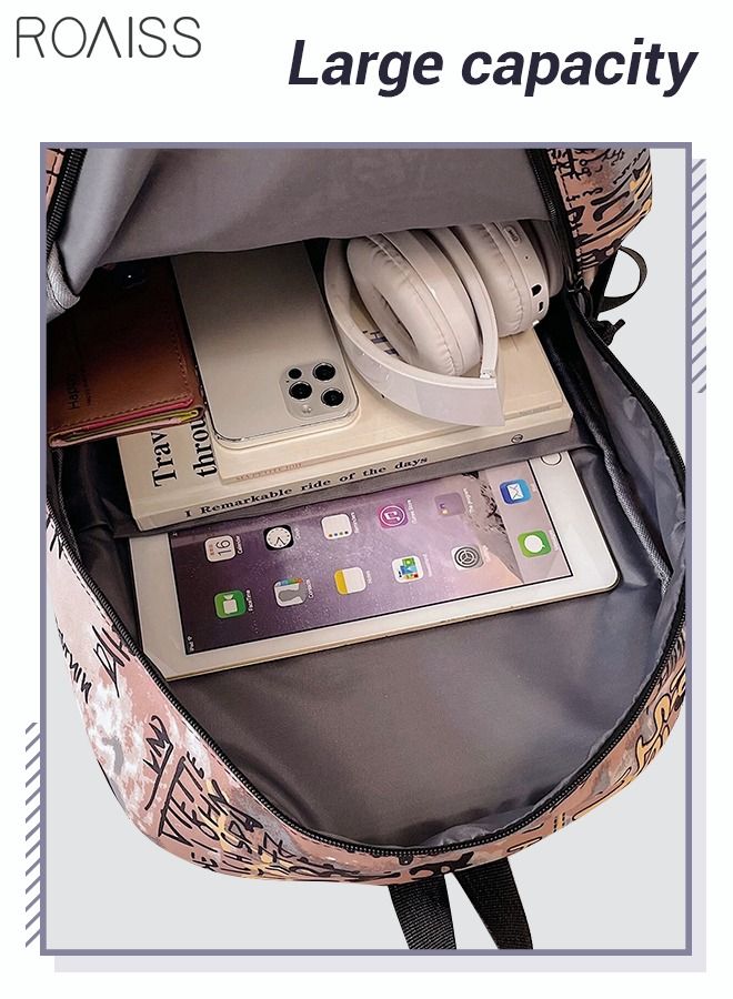 Unisex Colorblock Graffiti Backpack Casual School Bag Personality All-match Leisure Colorful Bookbag for Girls Boys Middle High College Student Travel Multicolor