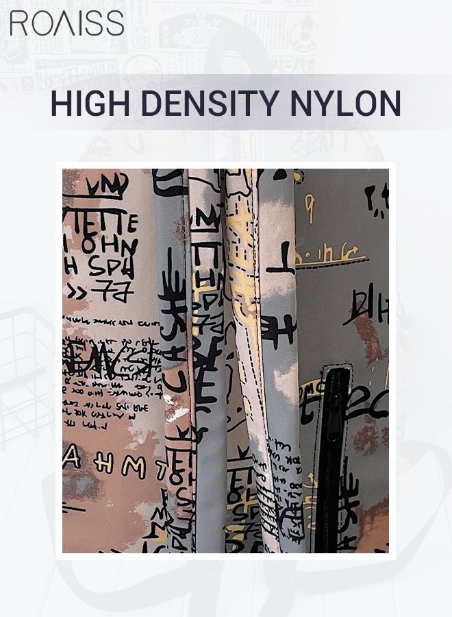 Unisex Colorblock Graffiti Backpack Casual School Bag Personality All-match Leisure Colorful Bookbag for Girls Boys Middle High College Student Travel Multicolor