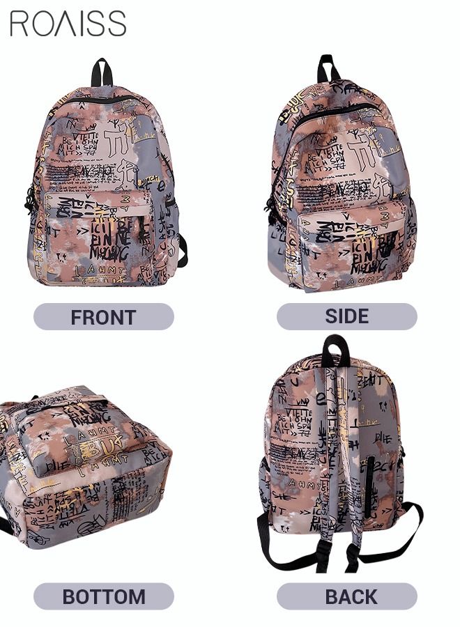 Unisex Colorblock Graffiti Backpack Casual School Bag Personality All-match Leisure Colorful Bookbag for Girls Boys Middle High College Student Travel Multicolor