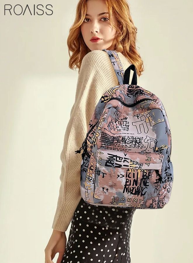 Unisex Colorblock Graffiti Backpack Casual School Bag Personality All-match Leisure Colorful Bookbag for Girls Boys Middle High College Student Travel Multicolor