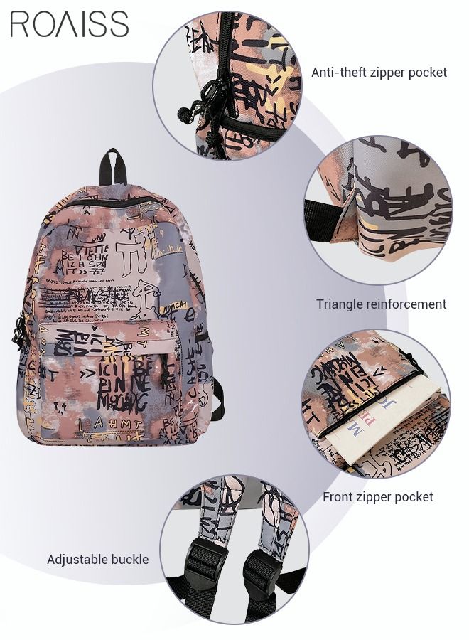 Unisex Colorblock Graffiti Backpack Casual School Bag Personality All-match Leisure Colorful Bookbag for Girls Boys Middle High College Student Travel Multicolor