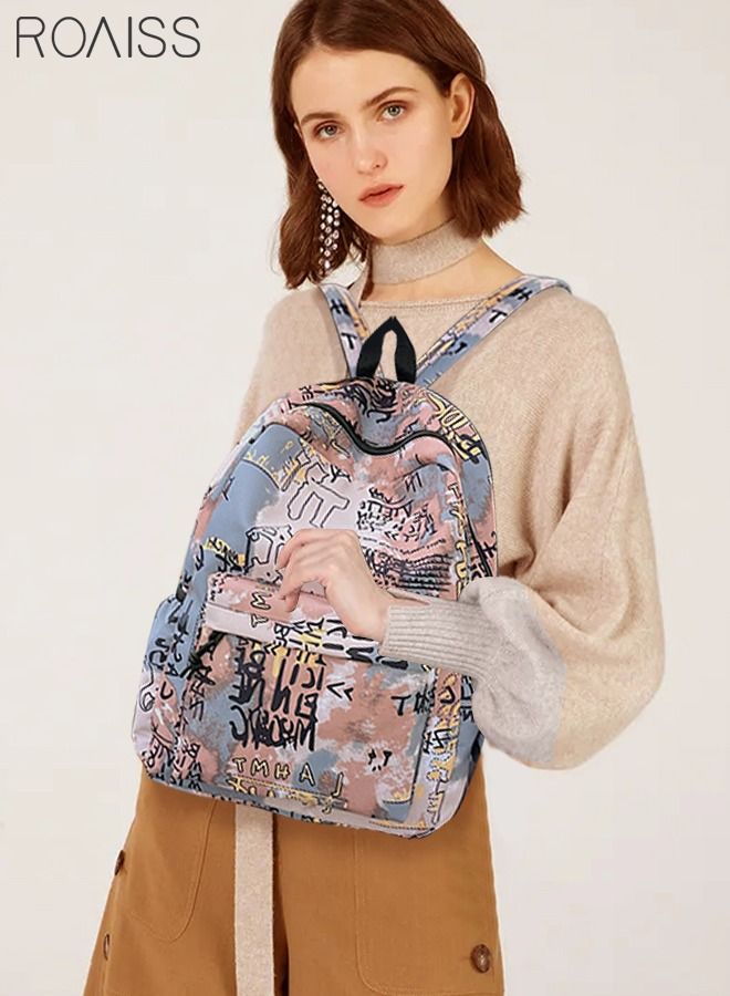 Unisex Colorblock Graffiti Backpack Casual School Bag Personality All-match Leisure Colorful Bookbag for Girls Boys Middle High College Student Travel Multicolor