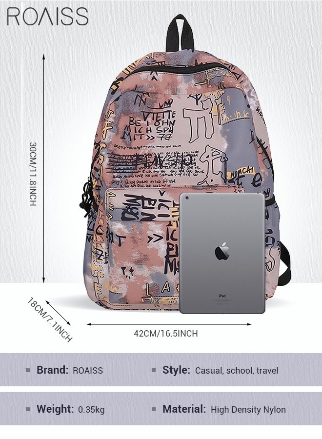 Unisex Colorblock Graffiti Backpack Casual School Bag Personality All-match Leisure Colorful Bookbag for Girls Boys Middle High College Student Travel Multicolor