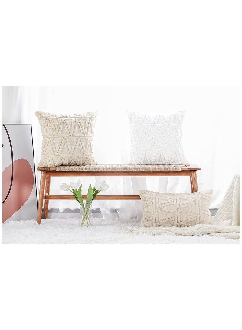 Single Sided Plush Pillowcase, 2 Packs of Soft Plush Short Wool Velvet Embellishment Pillowcase, Nordic Style Cushion Cover Pillowcase, Suitable for Sofa and Bedroom Beige, 16x16 Inches