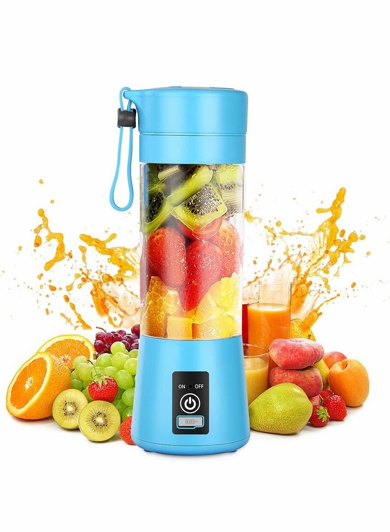 Portable Blender, Personal Blender for Shakes and Smoothies Personal Size Blenders with USB Rechargeable Mini Fruit Juice Mixer Mini Juicer Smoothie Blender Bottles Travel 400ML Blue