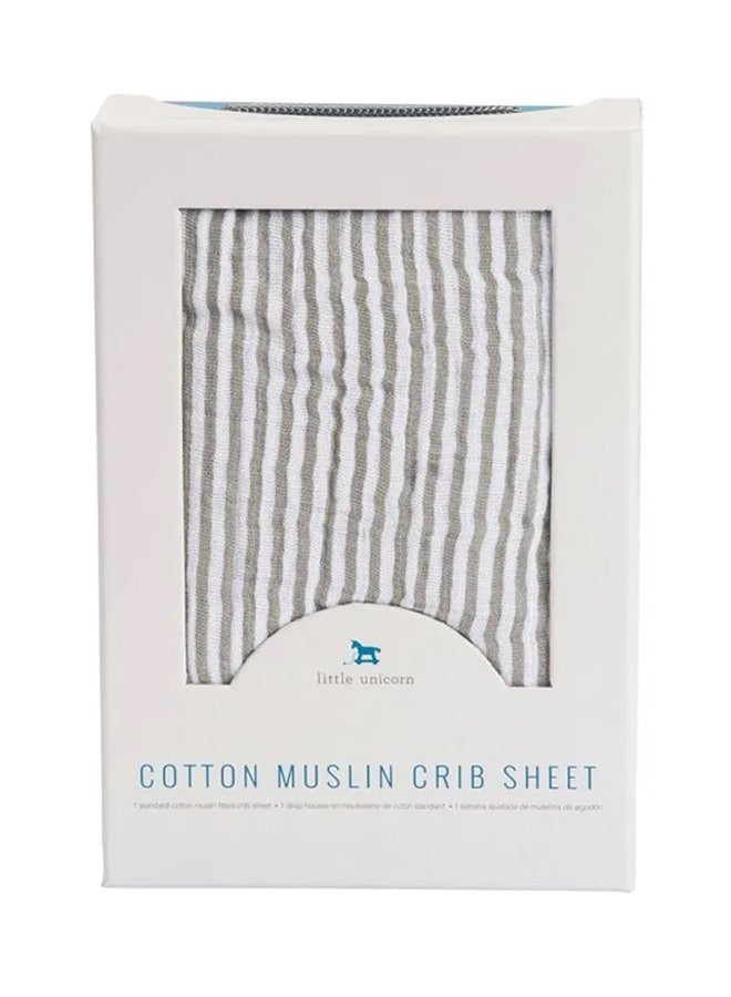 Cotton Muslin Crib Sheet Grey Stripe