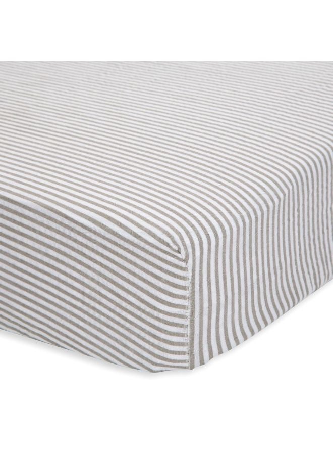 Cotton Muslin Crib Sheet Grey Stripe