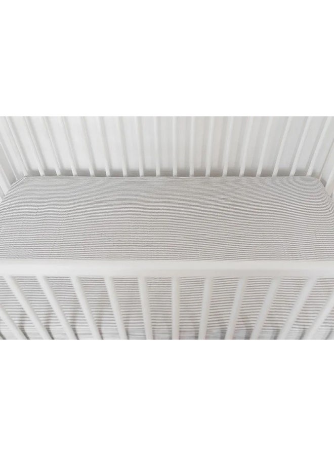 Cotton Muslin Crib Sheet Grey Stripe