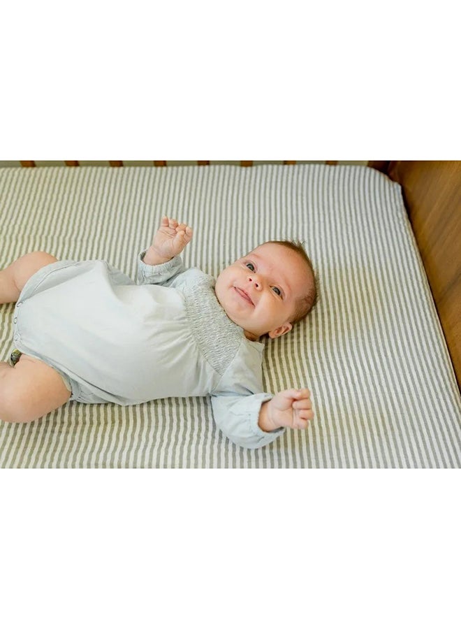 Cotton Muslin Crib Sheet Grey Stripe