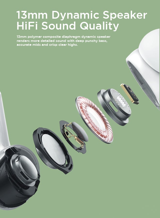 JR-T03S Pro TWS In-Ear Earphones Wireless Earbuds With Replacement Eartips Standard Version White